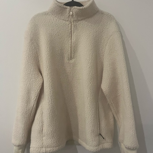 Old Navy Quarter Zip Sherpa Jacket - Cream white - Sz Large - Picture 1 of 2